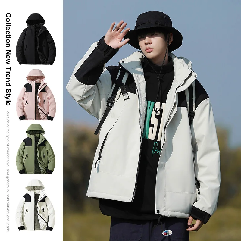 

Men's Waterproof Hiking Jacket Windproof Windbreaker Jacket Parka Streetwear Black Varsity Jackets Oversized Bomber Jacket 5XL