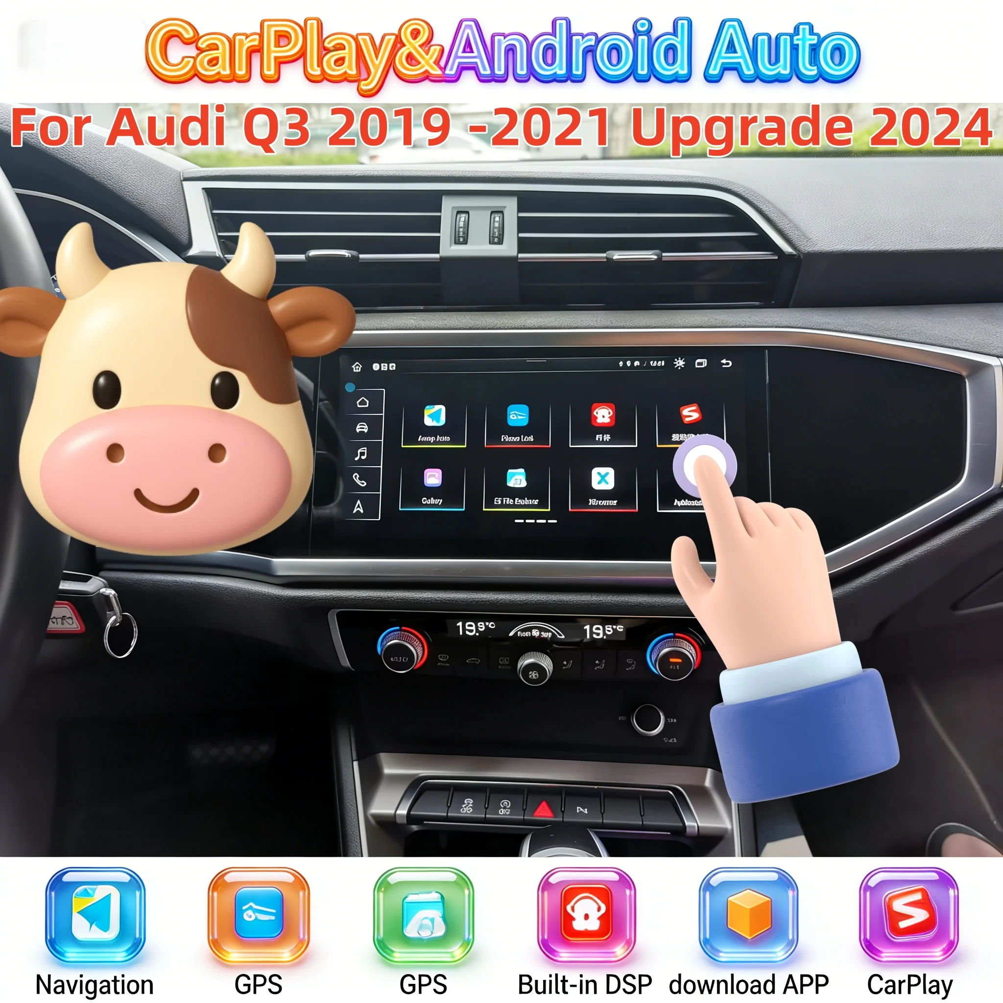 

Android 13 Car Radio Multimedia Stereo Player For Audi Q3 2019-2021 CarPlay GPS Navigation Touch Screen Head Unit DSP GPS 4G