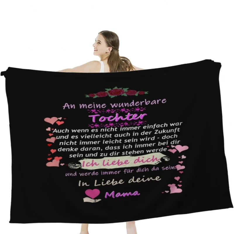 Wonderful daughter-mother saying Throw Blanket Soft Velvet Blanket Camping ,Travel Bedding Blanket