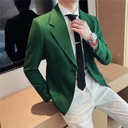 Green Brown Suit Jacket Casual Trendy Men Blazer Masculino British Daily Men Blazer Hombre Fashion Big Collar Slim Fit Suit Coat