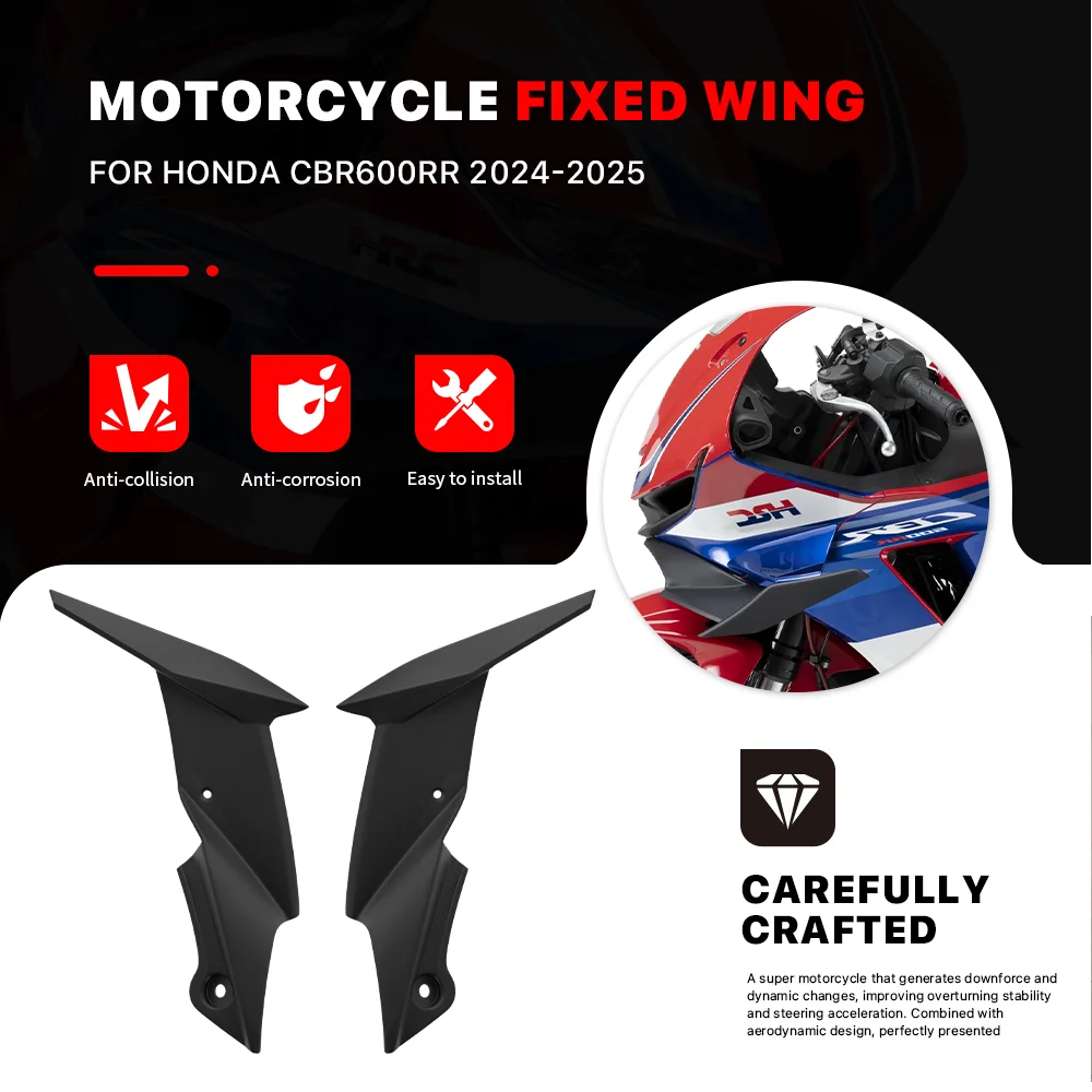 

Motorcycle Fixed Wing Spoiler For HONDA CBR600RR 2024 2025 Aerodynamic Wing Side Winglet Windshield Wing Front Spoiler Aileron