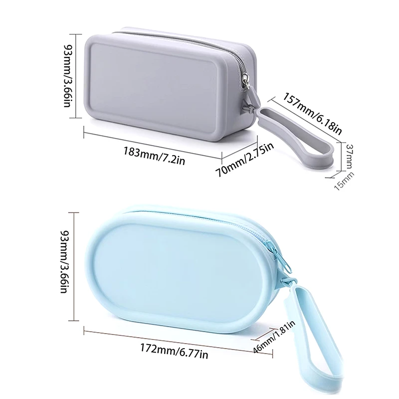 محفظة نقود معدنية محمولة من السيليكون بسحاب مقاوم للماء حقيبة سفر ذات سعة كبيرة بلون سادة حقيبة سماعة أذن للطلاب #6