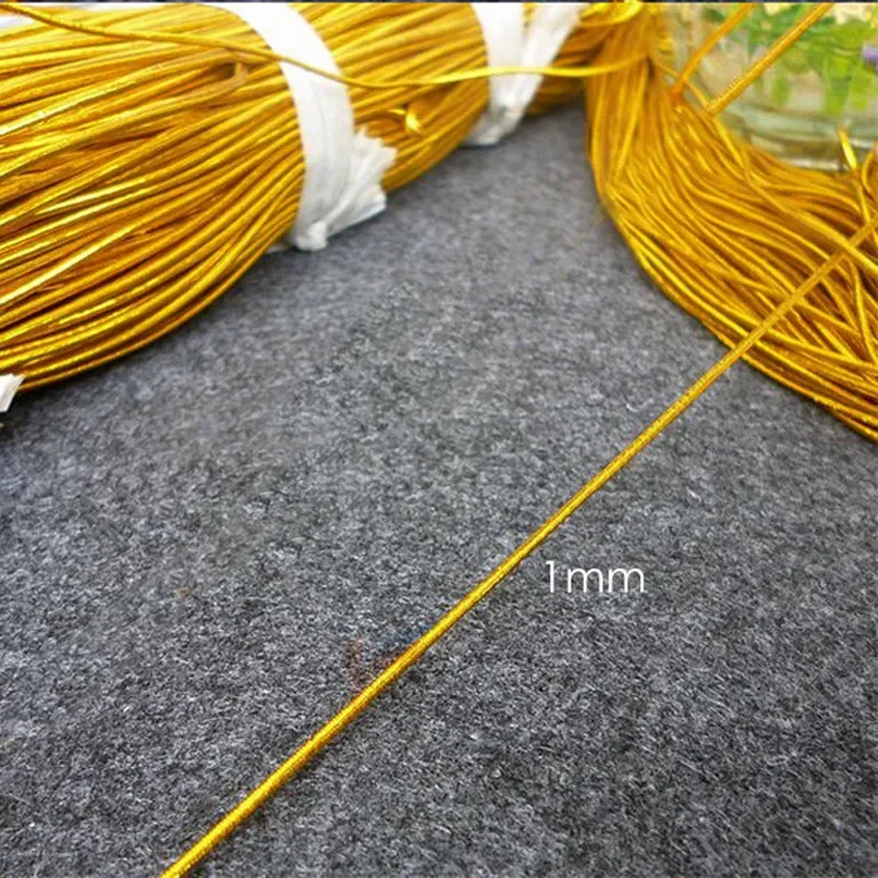 1mm 10 Meter Round Gold Silver Rubber Band Elastic Rope Cord Tape for Tag Sewing Braid Stretch String Wire Accessories Diy