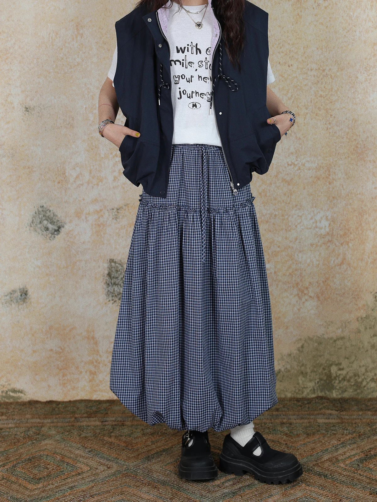 

Винтажная длинная юбка-фонарь DR для женщин, весенне-летняя, с кружевными вставками, высокой талией, из хлопка, свободного кроя