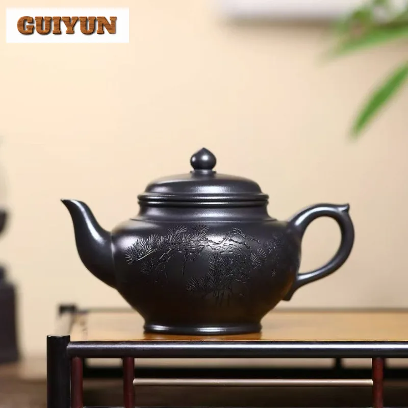 350 مللي العتيقة ييشينغ الأرجواني الطين أباريق الشاي اليدوية يضحك ساكورا وعاء الخام الخام الحجر الأصفر الطين غلاية الصينية Zisha طقم شاي الشاي