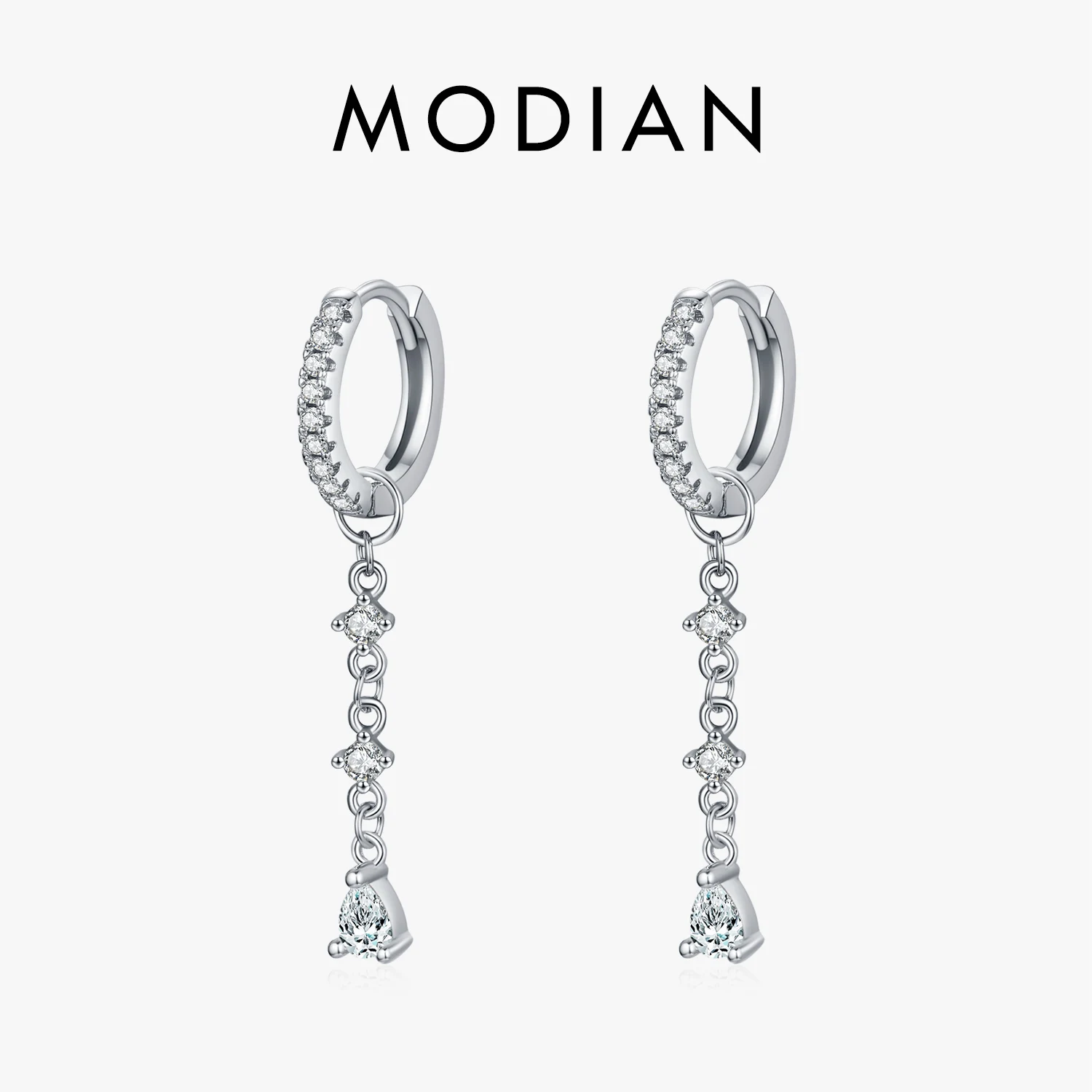 

Серьги-подвески MODIAN Luxury Charm, длинные серьги-подвески из стерлингового серебра 925 пробы с искрящейся водой для женщин, свадебные украшения