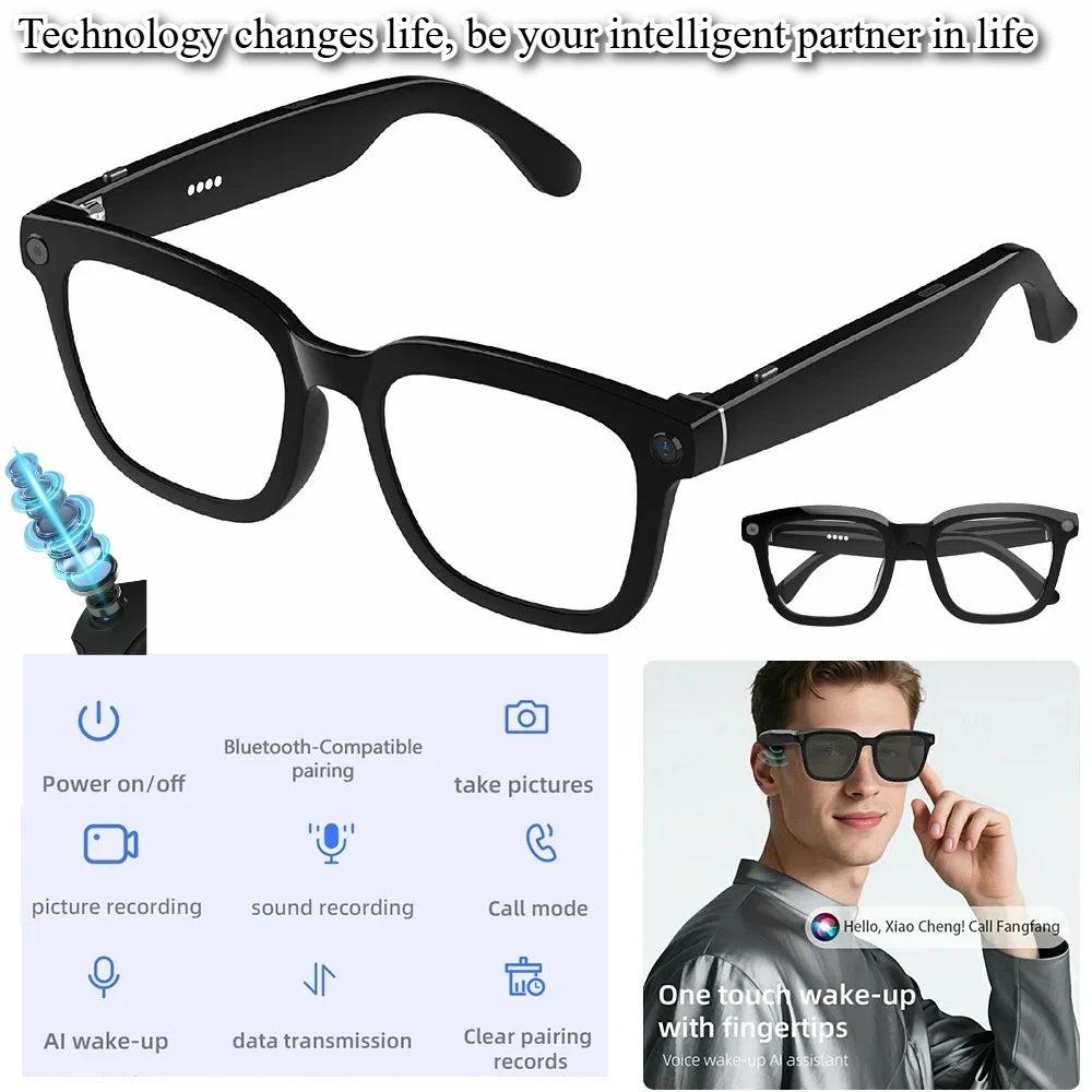 

00AI intelligent glasses wireless real-time translation glasses photography voice call music playback multifunctional convenient
