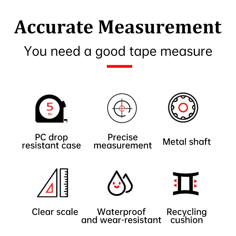 5/7.5/10m Fluorescent Measure Tape High Precision Thickened Wear-resistant Self Lock Measure Tape