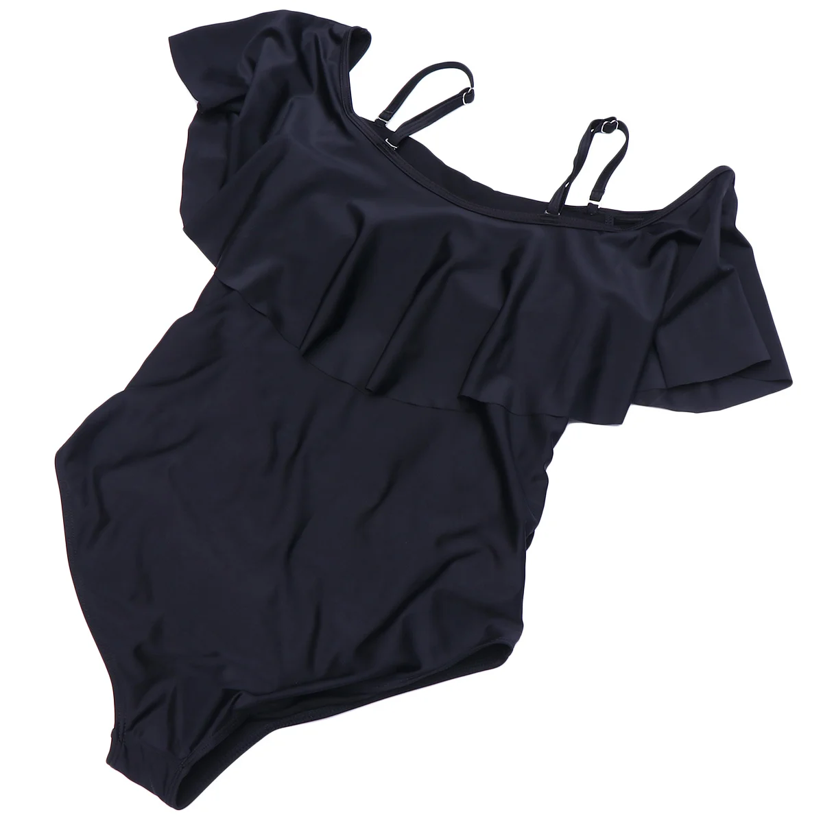 ملابس سباحة أمومة سوداء مثيرة ومريحة على الموضة بيكيني صيفي بدلة استحمام للنساء الحوامل مقاس Xxl مكشكشة قابلة للتعديل #1