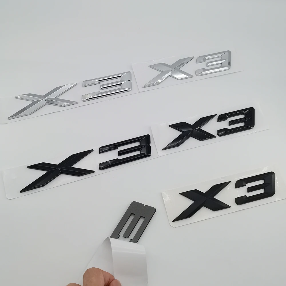 New 3D ABS Chrome Black X3 Nameplate Letters Sticker Car Rear Trunk Emblem Badge for E83 F25 G01 G08 Car Accessories
