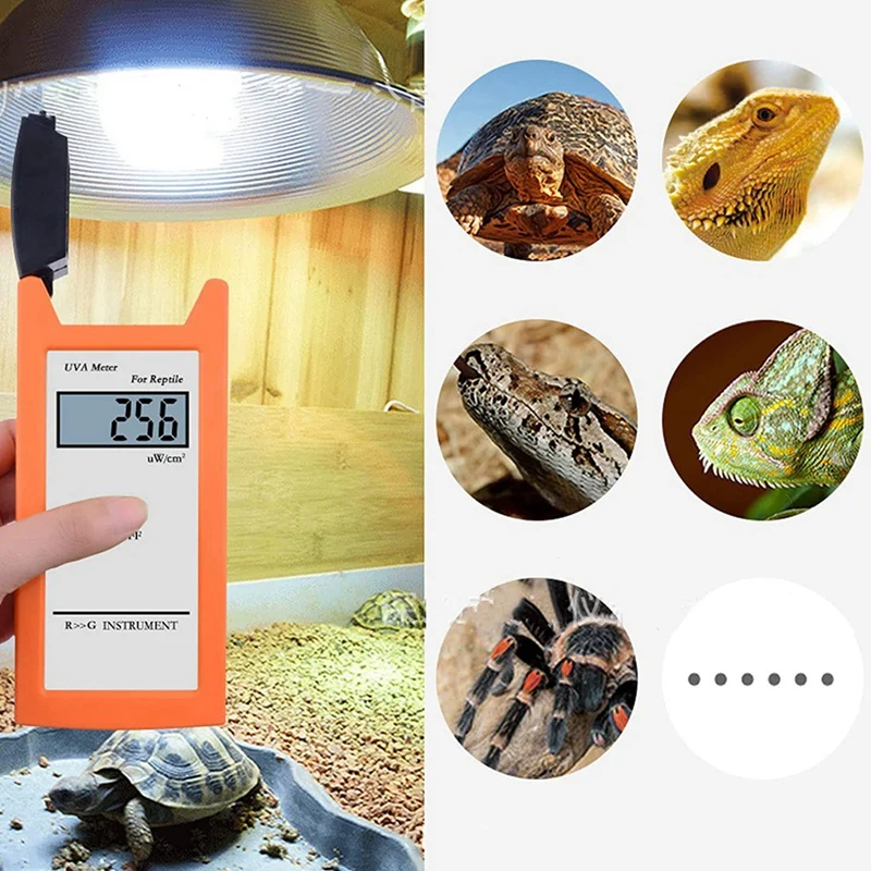 Portable UVA Meter, Silica Gel Material 0‑1999 μW/cm² 3.5-Bit LCD UVA Solar Lamp Tester for Reptile-A27I