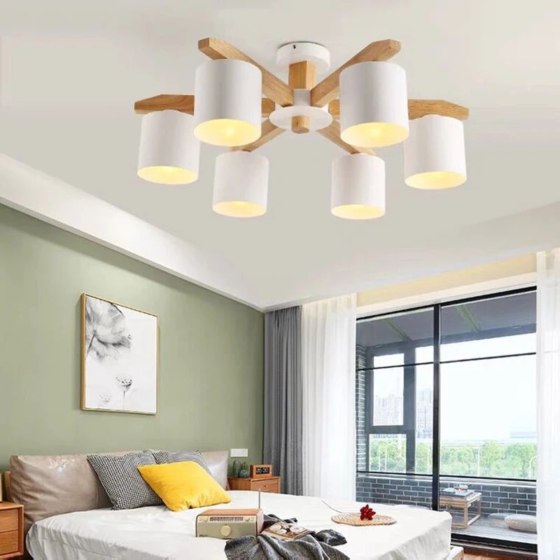 living room ceiling chandelier kitchen E27 bulb chandelier bedroom ceiling lamp wooden interior decoration chandelier lightings