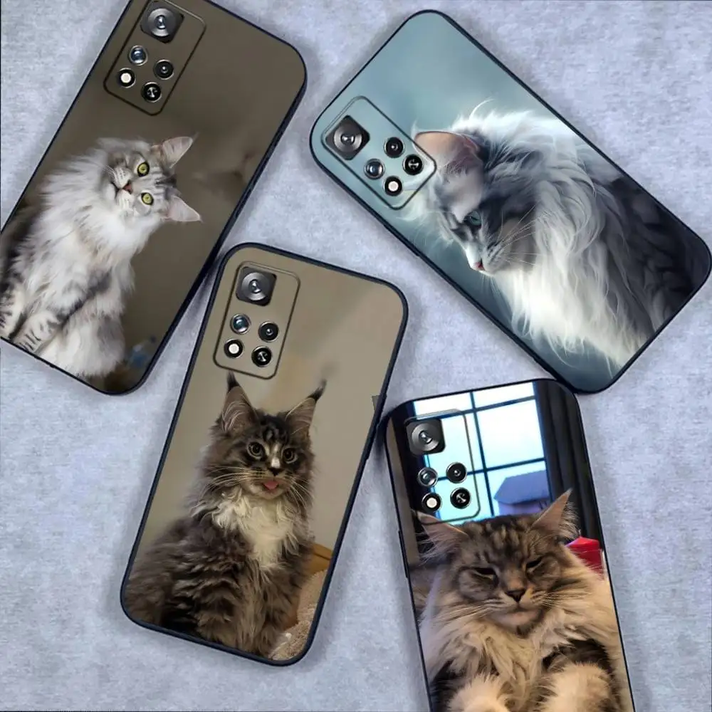 

Maine Coon Cat Phone Case For Samsung S 25,24,23,22,30,21,10,9,Ultra,Plus,Lite,FE,4,5G Black Soft Case