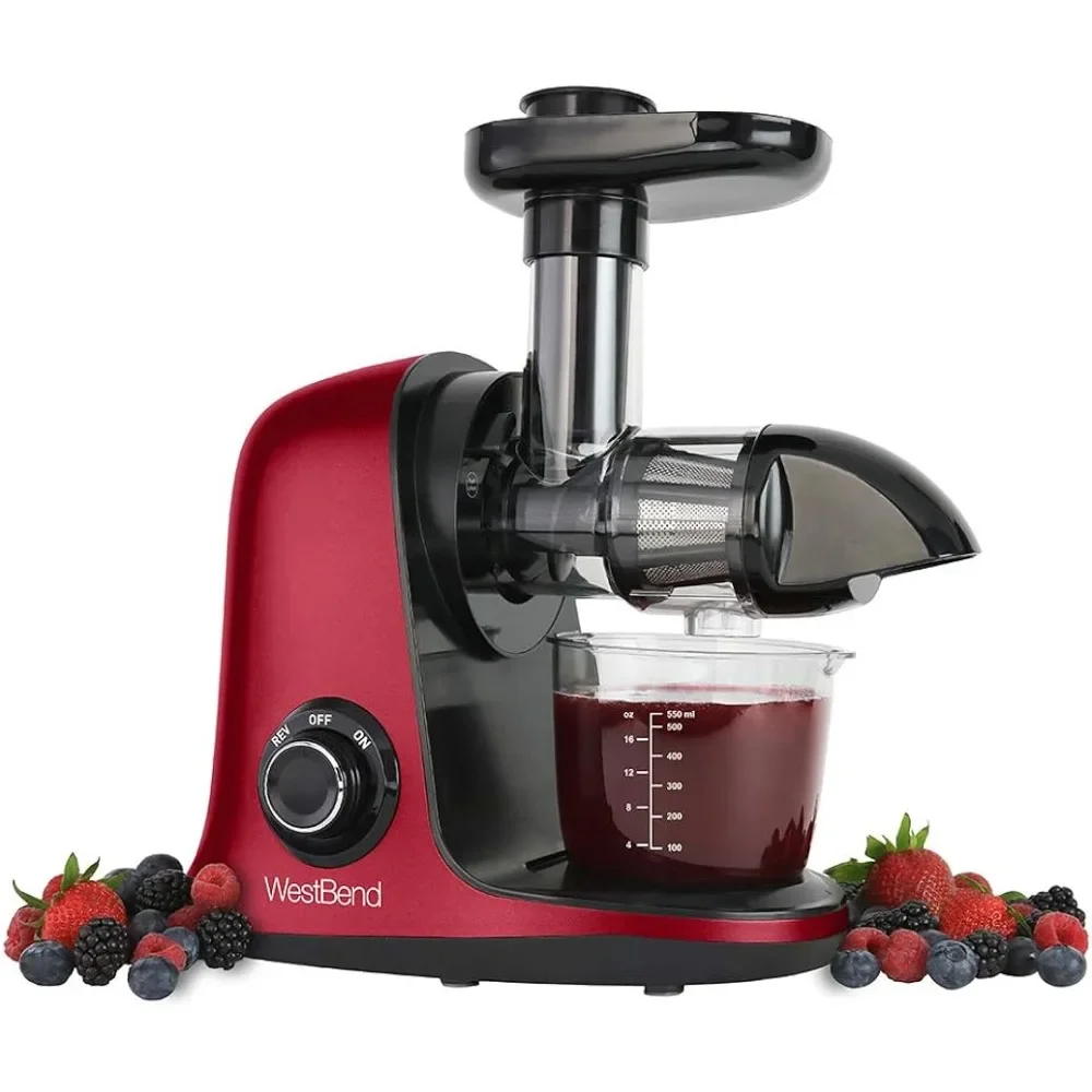 

Juicer Cold Press Masticating Extractor Machine Features Quiet Motor Anti-Clog Reverse Function Nutrient Preserving,Red