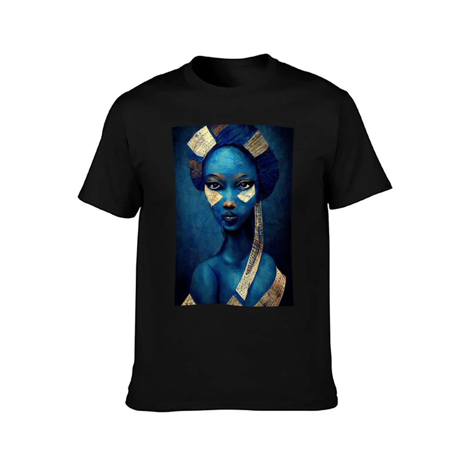 Blue Skin African Woman T-Shirt Breathable Workout Short Sleeve Top T-Shirt