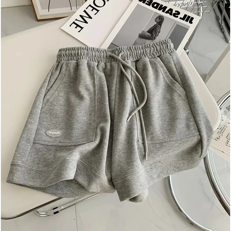 2025 new Women's comfortable loose wide-legged drawstring A pants Slim Waist Slim fit casual home versatile sports shorts