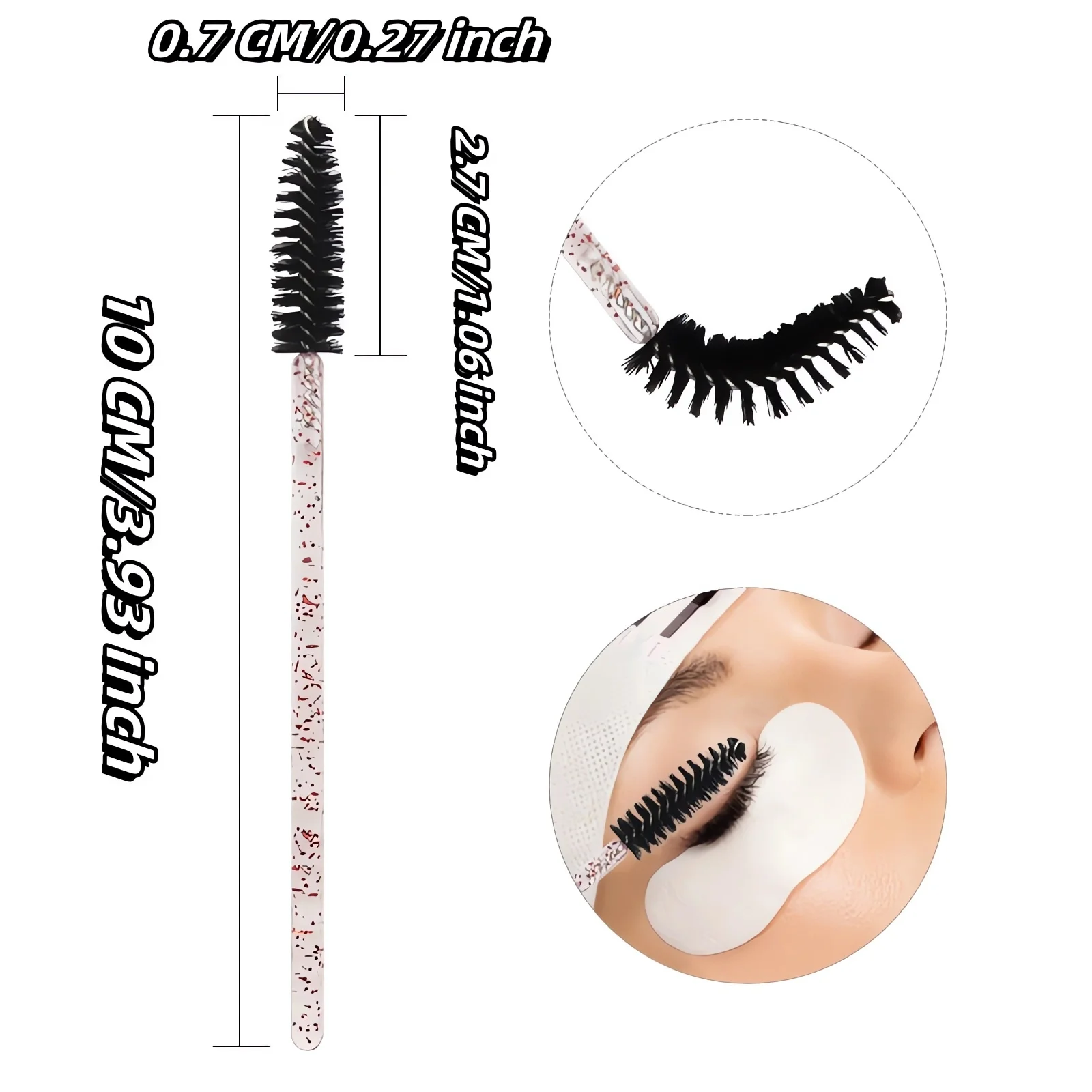 Disposable Crystal Mascara Wands - 50Pcs Eyelash Brushes, Eyelash Extension, Eyebrow Applicator, and Makeup Tools