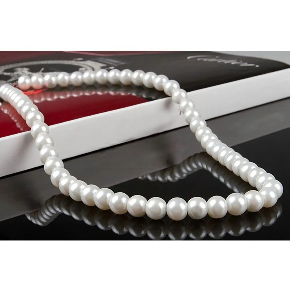 Women Strand Oblate White Pearl Necklace 7-8mm Freshwater