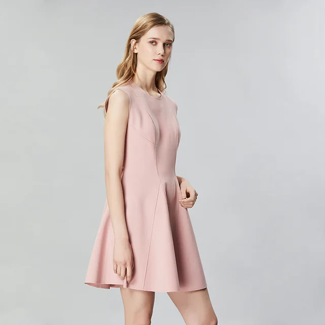 

Heareat Мягкий розовый круглый Ne Svel Dr Commute Sle Waist Cinched A-Line Dr Летний сезон Жилет Dr