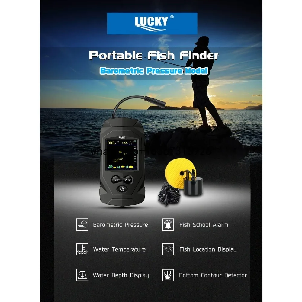 Display Portable Fish Finder Sensor Wired Handheld Depth Finder Sonar Sea Kayak Fish Finders Transducer