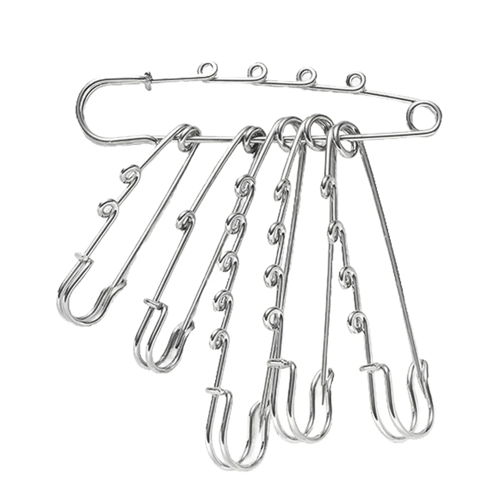 10pcs Heavy Duty Safety Pin Charms with 1/2/3/4/5 Loops for DIY Garment Blanket Skirts Knitted Fabric Brooch Crafts Jewelry Make