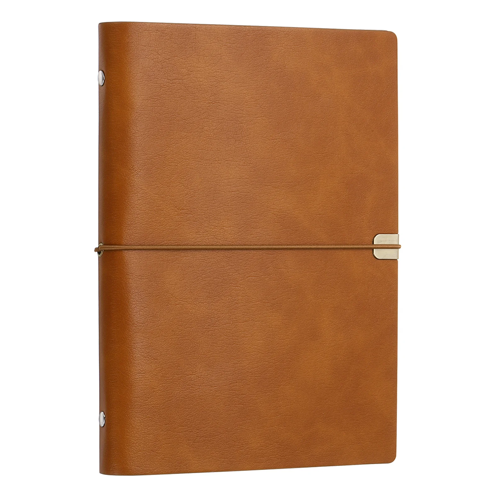 1 unidad de cubierta de cuero A5/A6 para cuaderno de anillas, protector de cuaderno de hojas sueltas recargable con 6 anillas y cierre elástico (sin papel)