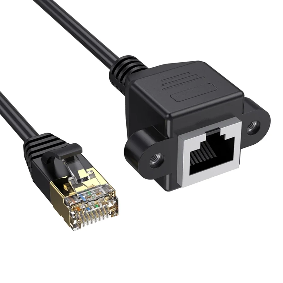 Cable de extensión Ethernet Cat8 con tornillo de montaje en Panel RJ45 40Gbps Cat 8 6 5 macho a hembra RJ 45 CAT6 adaptador de Cable de red RJ45