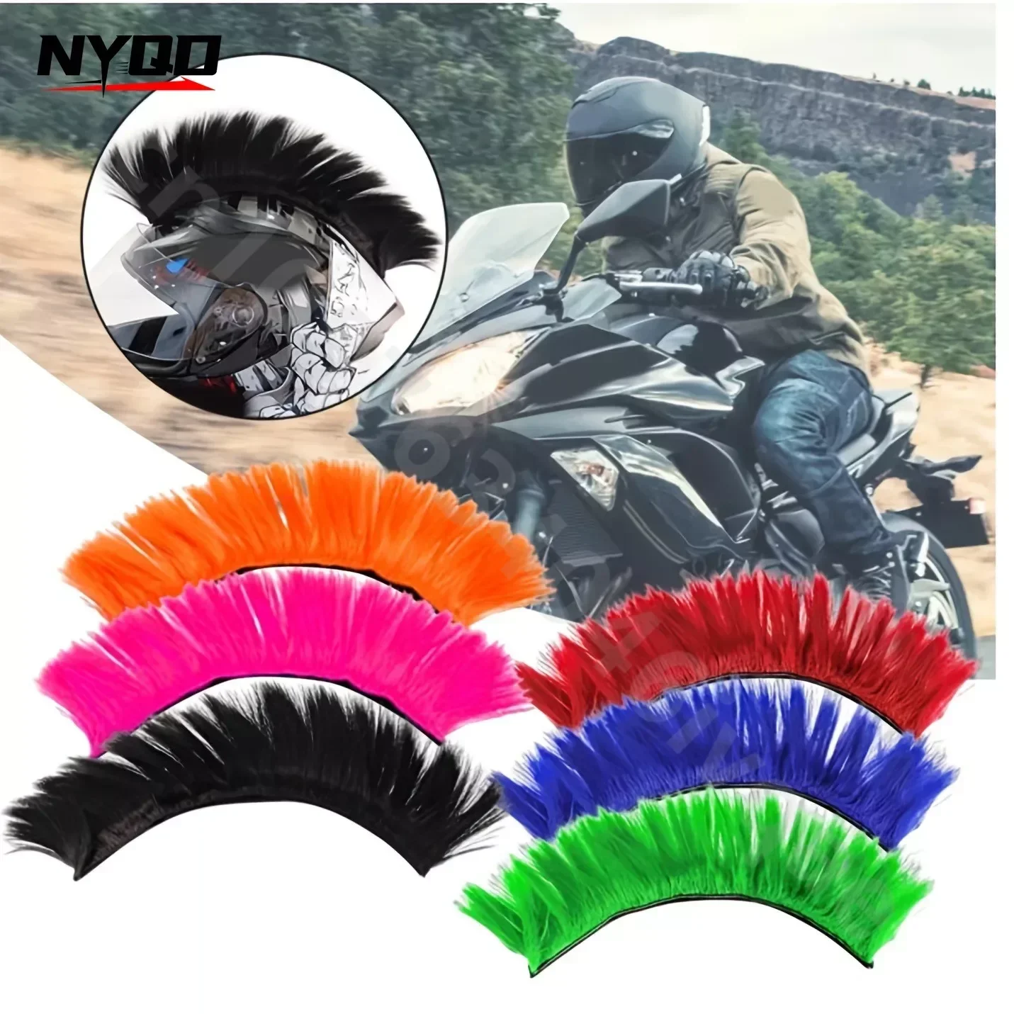 Mohawk Wig Motorcycle Helmet Decoration Punk Style Cockscomb Halloween Helm Accessories Casco Moto