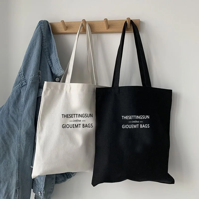 Canvas-Tasche, einfache, buchstabenförmige Umhängetasche, große Kapazität, lässige Baumwolltasche, Einkaufstasche, Computertasche, Büchertasche für Studenten – Detail 3