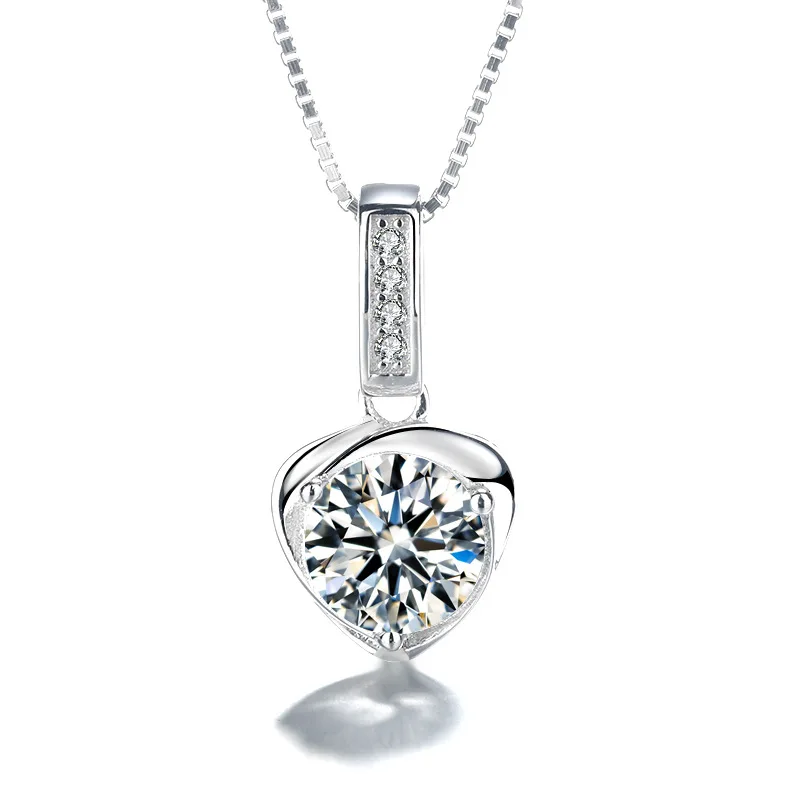 100% 925 Sterling Silver 10*10mm 4 Carat D Color Heart Moissanite Pendant Necklace For Women Sparkling Party Fine Jewelry