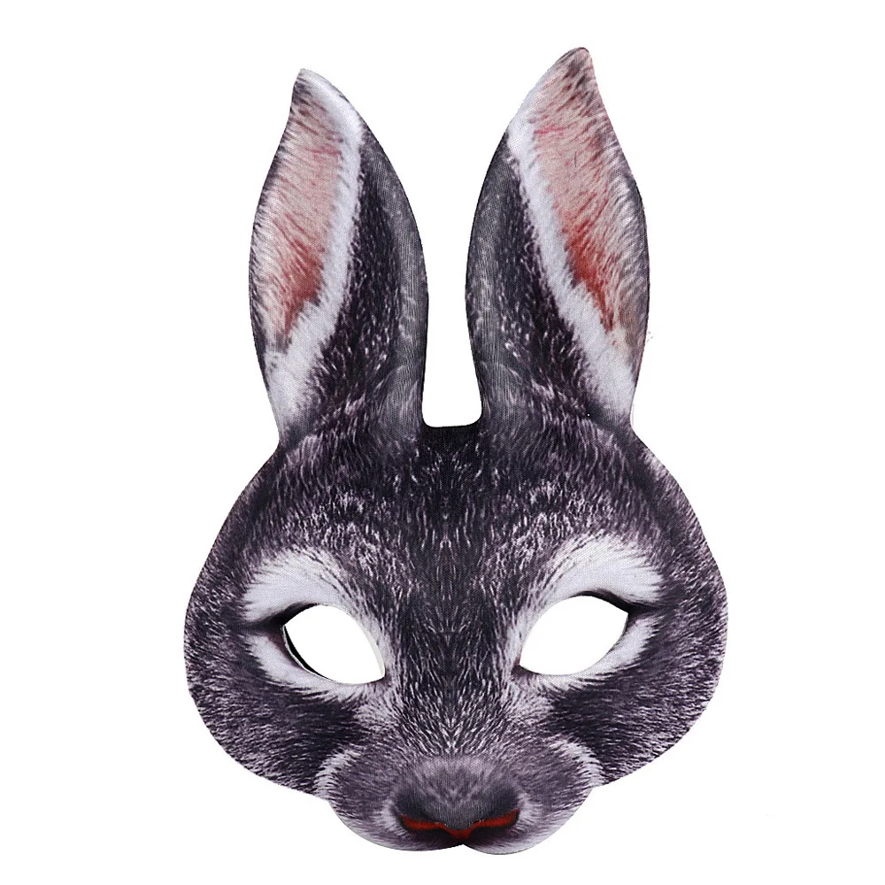 EVA Half Face Rabbit Mask Animal Cosplay Masks Bunny Cosplay Masquerade Easter Day Halloween Rave Party Carnival Accessories