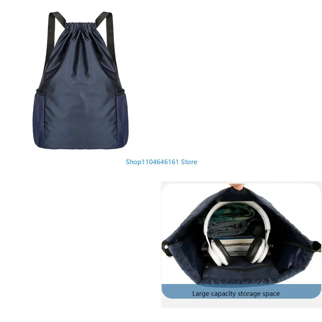 

Water Resistant Oxford Fabric Sports Bag Drawstring Backpack For Hiking Swimming