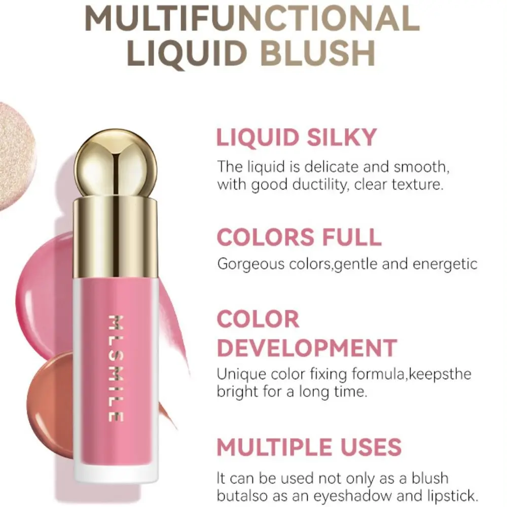 Colorete líquido mate portátil, bolígrafo de maquillaje Natural multifuncional, colorete de melocotón, polvo brillante facial de larga duración, mujer