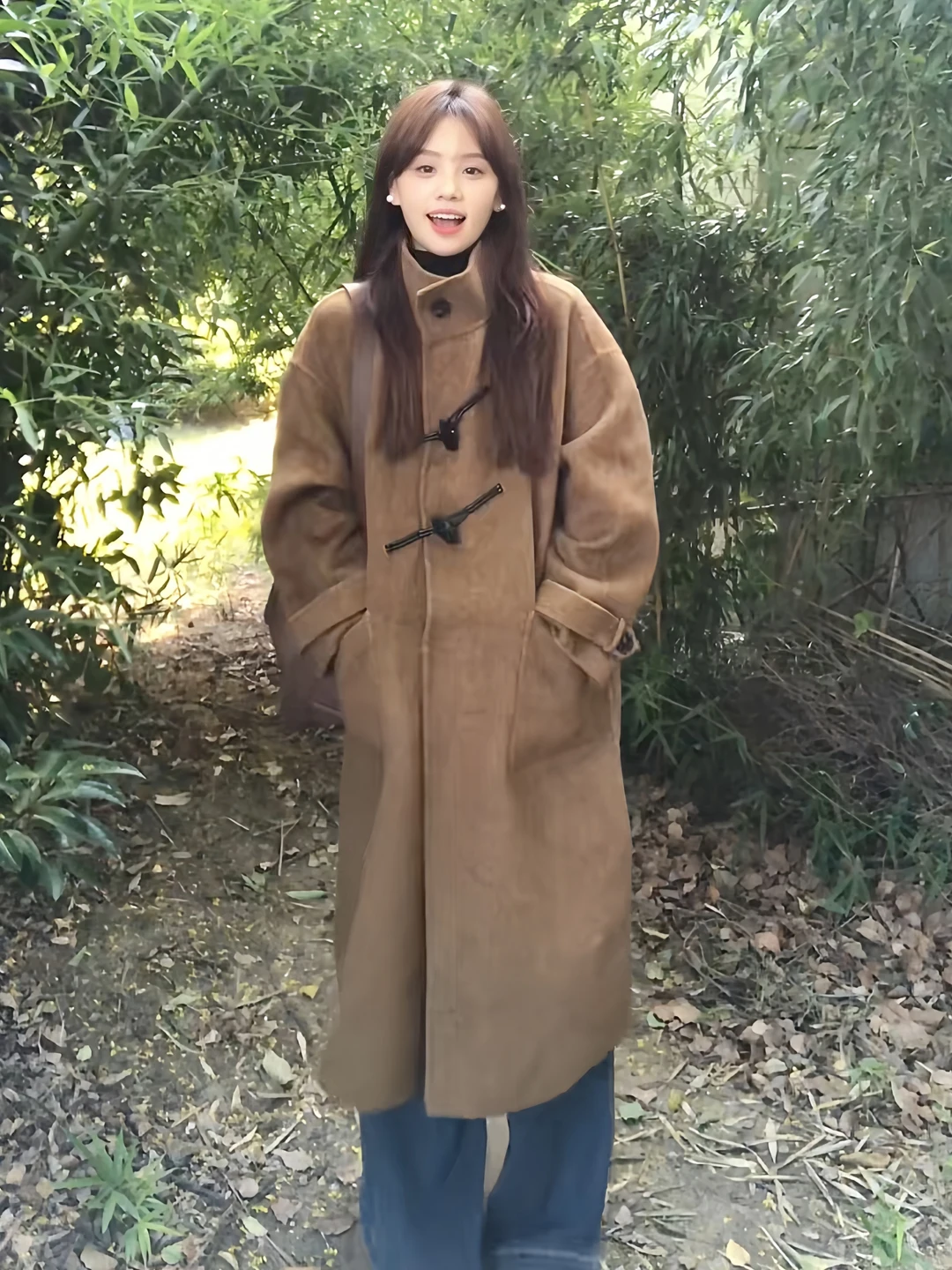 

plus Size Women's Hepburn Sle Woolen Coat Spring New Arrival Stand Collar Button up Slimming Outerwear Korean Loose Fit