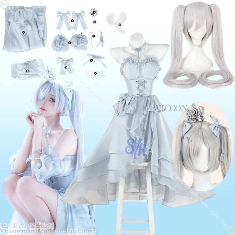 NIKKE آلهة النصر Xinderela تأثيري حلي الأميرة رمادي خارج على الكتف ثوب مسائي لوليتا هالوين