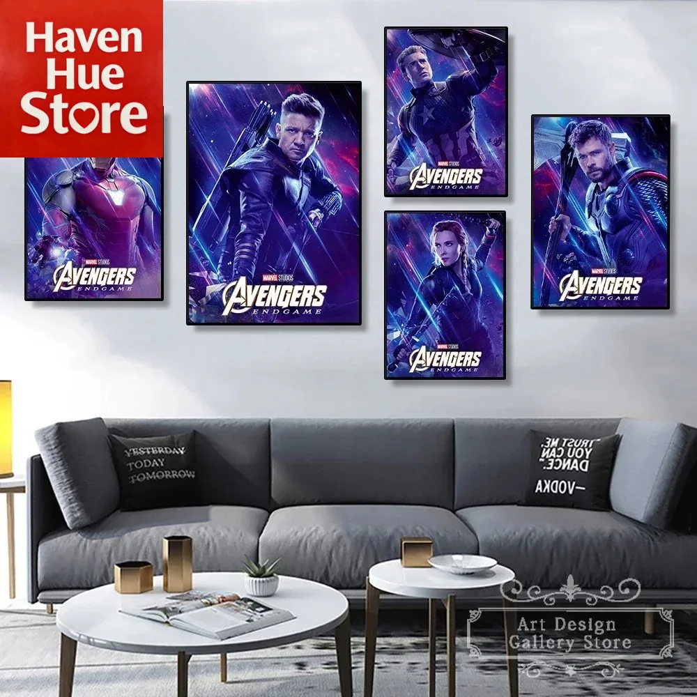 Pintura en lienzo de Disney, superhéroe de Marvel Endgame, vengadores, póster de película, Iron Man, Thor, Capitán América, impresión de pared, decoración del hogar, marco