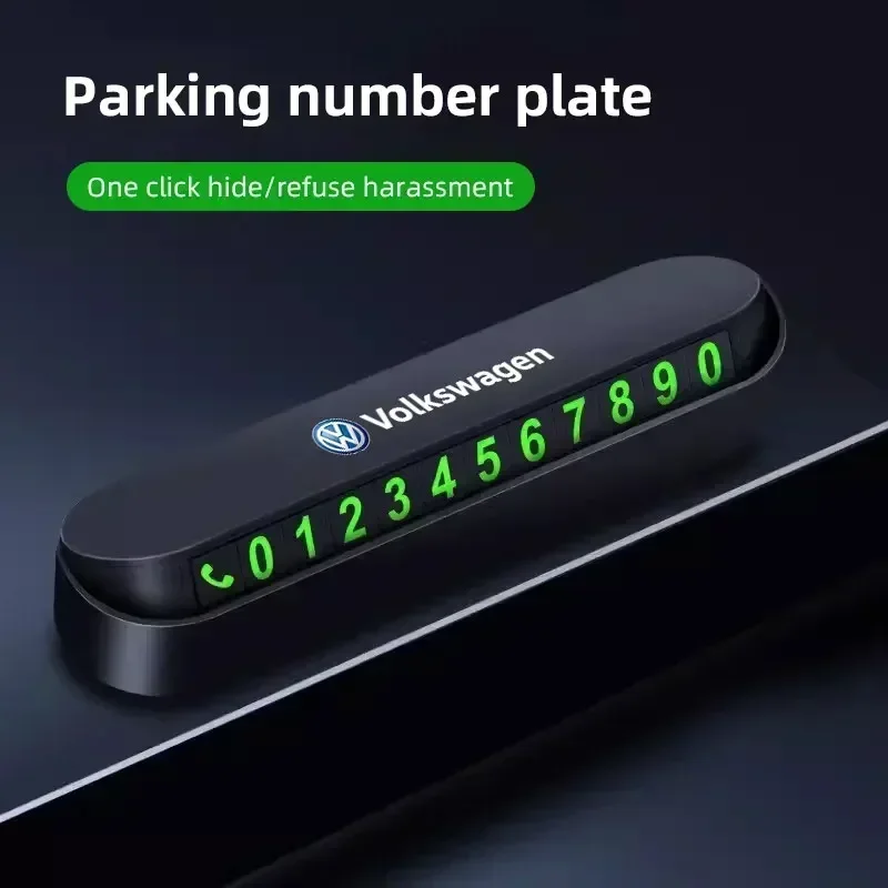 

Car Temporary Parking Telephone Number Plate Hidden Noctilucent Style For Volkswagen VW Scirocco Golf Amarok RLine T5 Phaeton