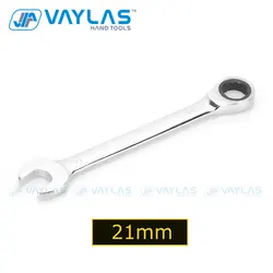 VAYLAS 21mm Combination Wrench Fixed Head Ratcheting 72T and Open End High Torque Mirror Polish Spanner Repair Hand Tool