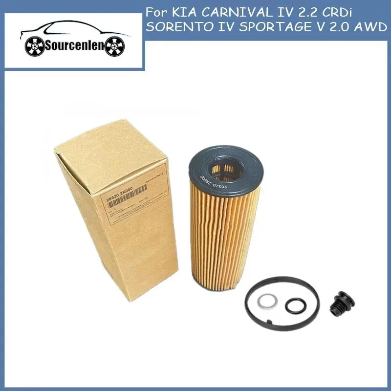 Car Oil Filter Kit 26320-2R000 263202R000 for KIA CARNIVAL IV 2.2 CRDi SORENTO IV SPORTAGE V 2.0 AWD Engine Oil Filters
