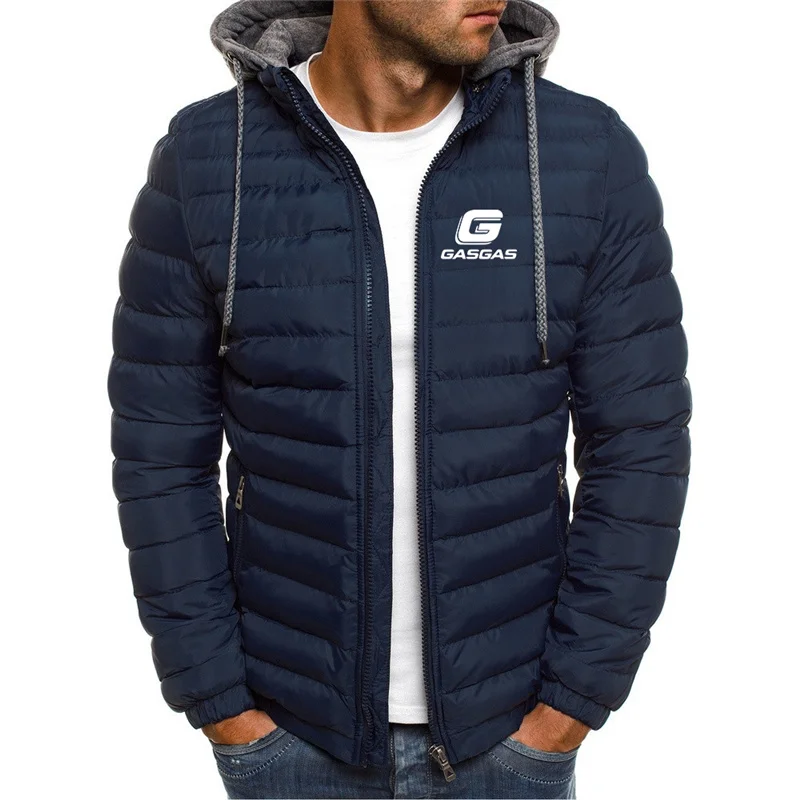 سترة 2025 للخريف والشتاء للرجال بغطاء للرأس سميك للدراجات النارية شعار GasGas مطبوع معطف ملابس تسلق الجبال مقاوم للبرودة