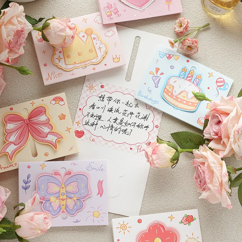

10Pcs Creative Cake Surprise Card Creative Cute Blessing Card Diy Birthday Card Eco-Friendly For Invitation Family Friendship