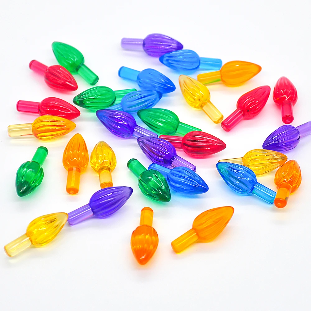 50pcs Replacement Plastic Light Bulbs Flame Shape Ceramic Tree Multicolor Medium Twist Light Ornaments New Year Party Home Decor