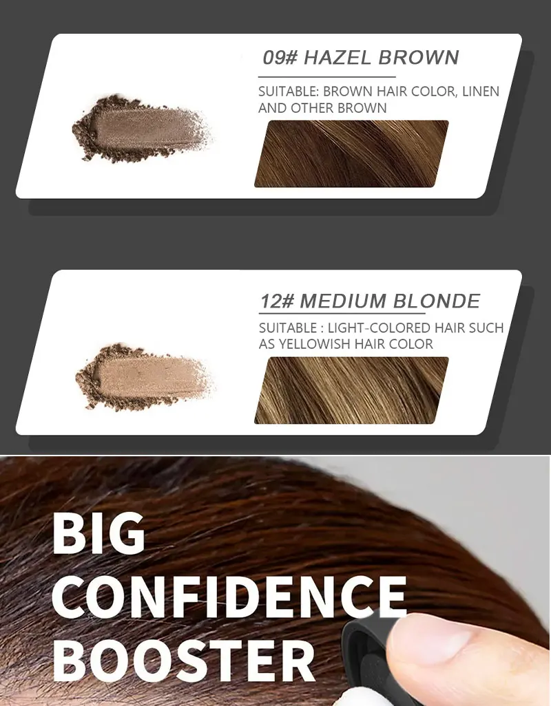 14-Farben-Haaransatz-Puder, Haaransatz-Schatten-Puder, Make-up, Haar-Concealer, natürliche Abdeckung, Unisex, Haarausfall-Produkt, modifiziertes graues Haar – Detail 5