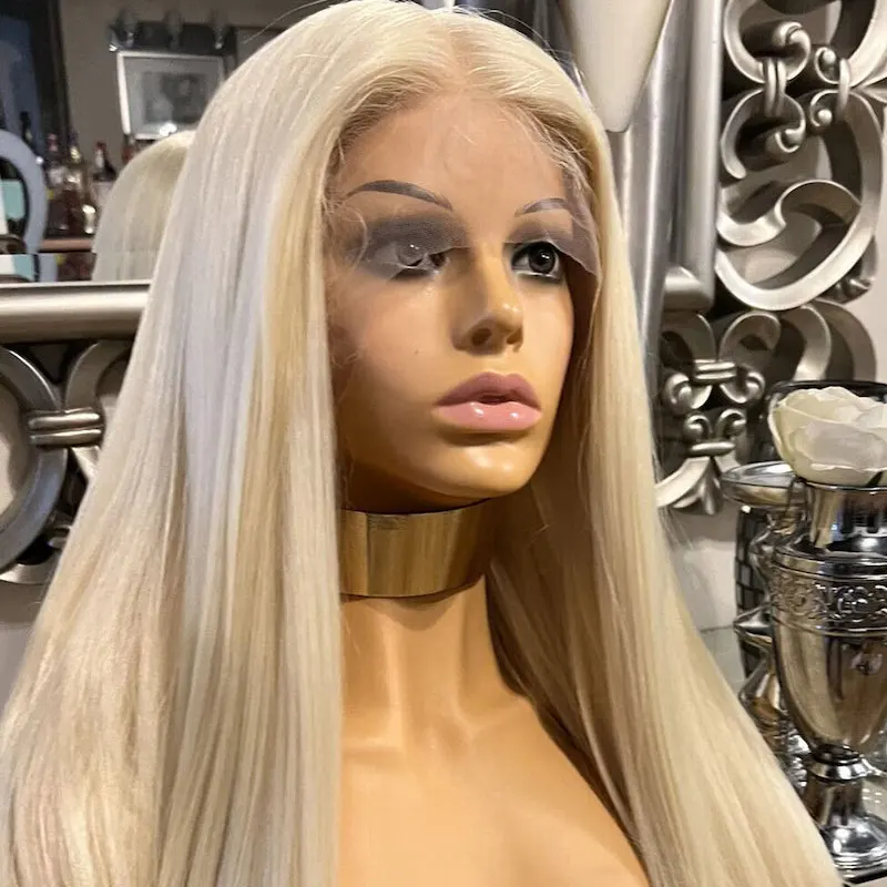 

Bombshell White Color Straight Synthetic 13x4 Lace Front Wigs Glueless High Quality Heat Resistant Fiber Hair For Women Cosplay