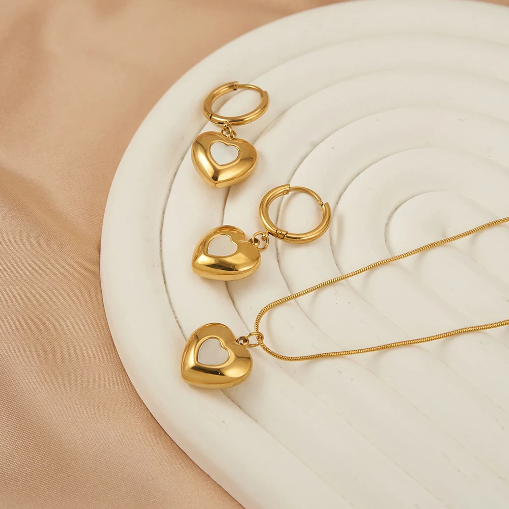 

ENFASHION Aretes De Mujer Серьги-капли в форме сердца с ракушками для женщин, позолоченные 18 карат серьги, модные милые украшения на удачу E 241536