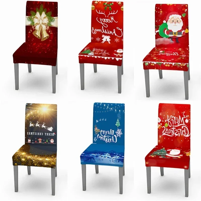 Elastic Christmas Dining Chair Coves Xmas Decor Santa Chair Slipcovers Stretch Kitchen Seat Cover cubre silla navidad Party Home