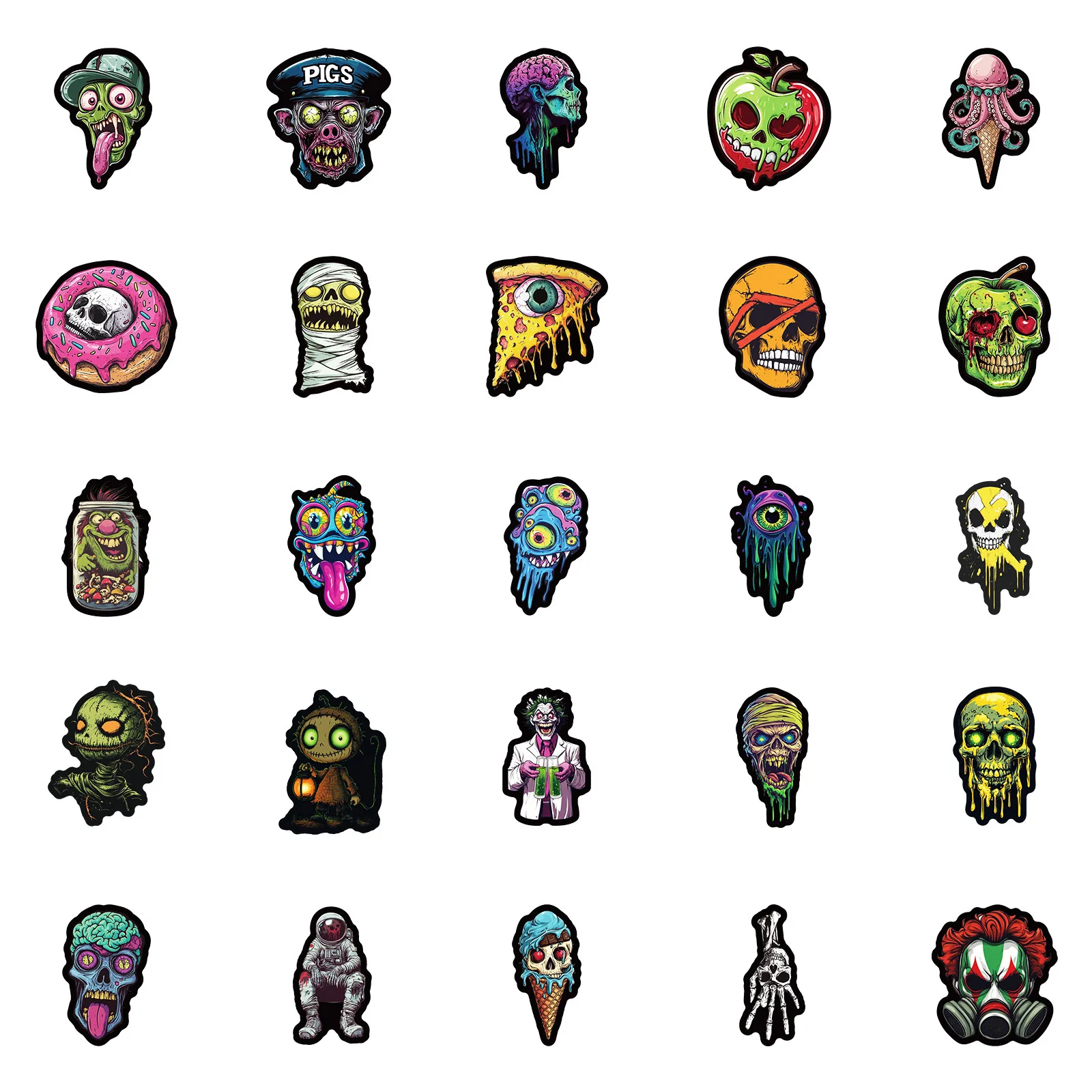 10/30/50PCS Funny Dark Horror Gothic Skull Graffiti Stickers PVC Waterproof Cool Decals Toys DIY Motorcycle Fridge Luggage Toys - Image 5