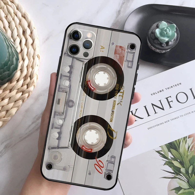 Cassette Tape Phone Case For iPhone 16 Pro 11 12 13 14 15 Pro Max Mini XS X XR 7 8 16 Plus Cover Coque