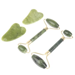 Natural Jade Roller Massager for Face Body Back Foot Massage Roller Facial Liftting Anti-wrinkle Double-end Gua Sha Jade Stone
