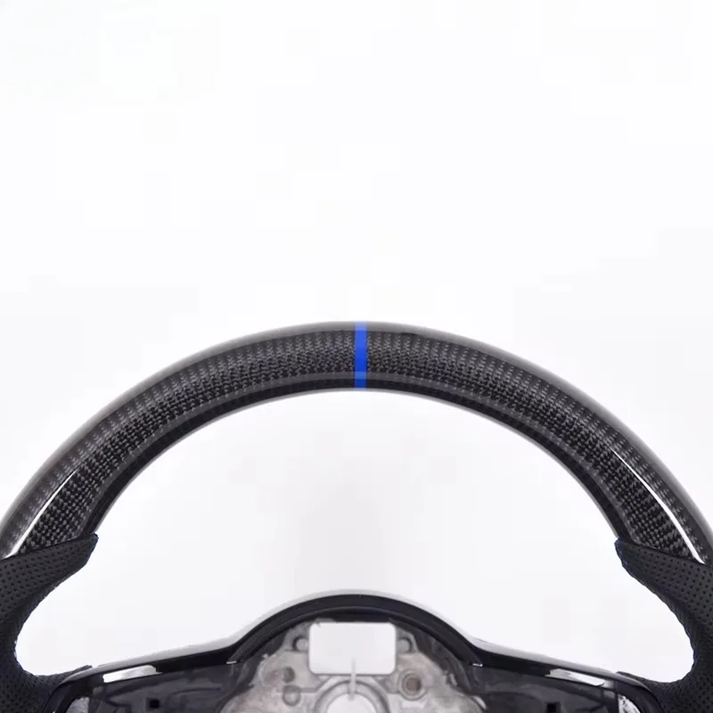 Custom Glossy Carbon Fiber Steering Wheel With Perforated Leather for